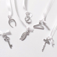 Wedding cake pull charms, 6 pieces, sterling silver, modern