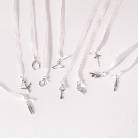 Wedding Cake Pull Charms, 10 Pieces, Sterling Silver Modern