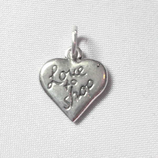 sterling silver heart love to shop charm