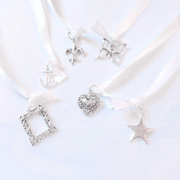 Wedding Cake Pull Charms, 6 Pieces, Sterling Silver