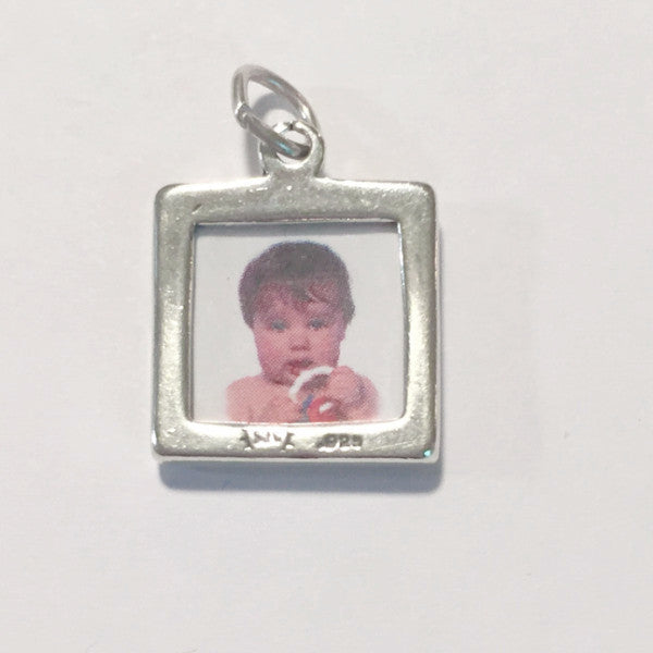 Sterling silver square photo holder charm