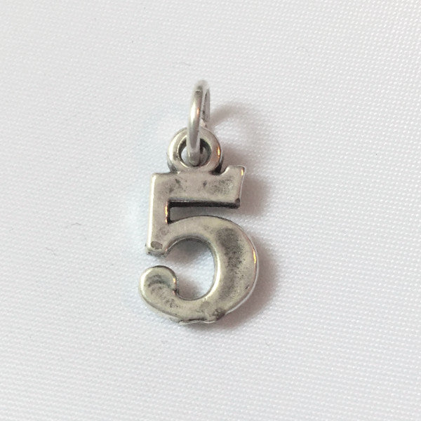 Sterling silver number five charm