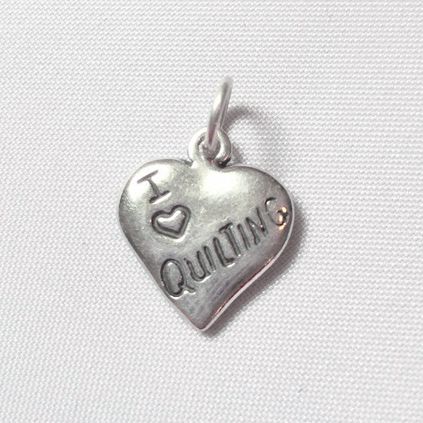 Sterling silver I Heart Quilting charm