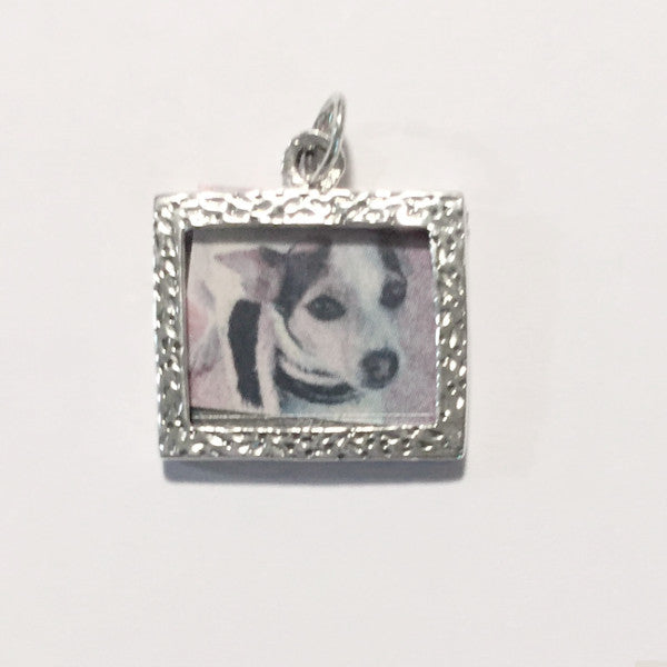 Sterling silver rectangular photo holder charm