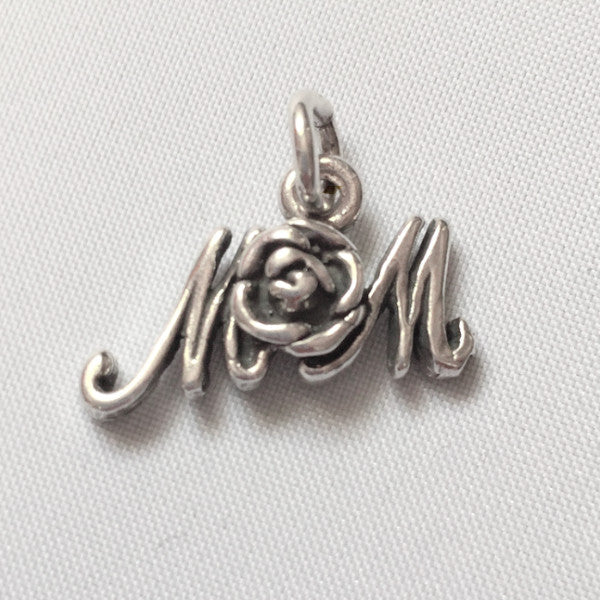 Sterling silver mom with rose charm