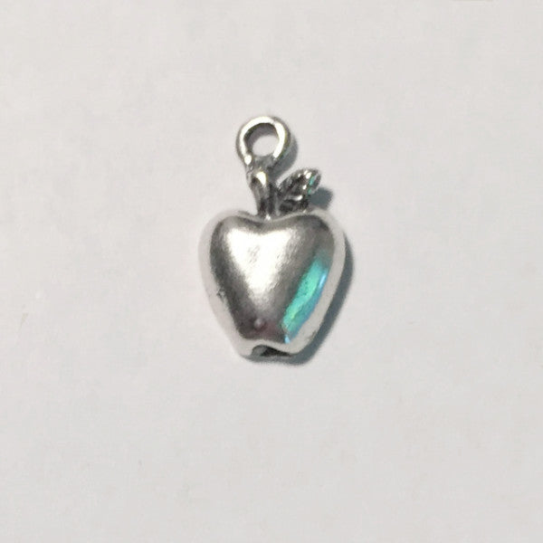 sterling silver apple charm, flat with open back
