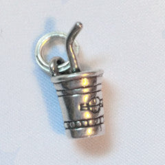 Sterling Silver Soda Cup With Straw Charm