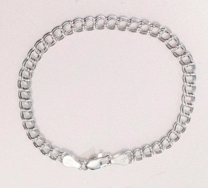 Sterling Silver Traditional Double-Link Charm Bracelet, Small (3/16") Links