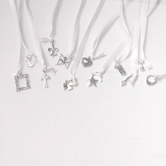 Wedding Cake Pull Charms, 12 Pieces, Sterling Silver