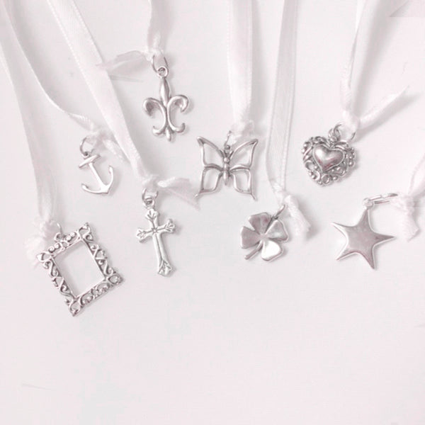 Wedding Cake Pull Charms, 8 Pieces, Sterling Silver