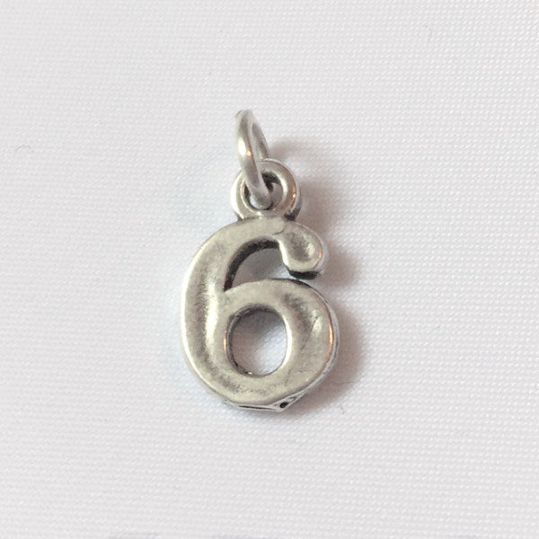 Sterling silver number six charm