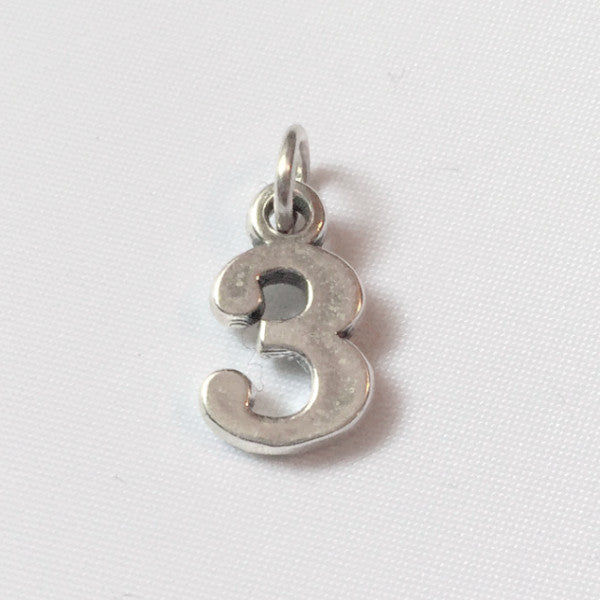 Sterling silver number three charm