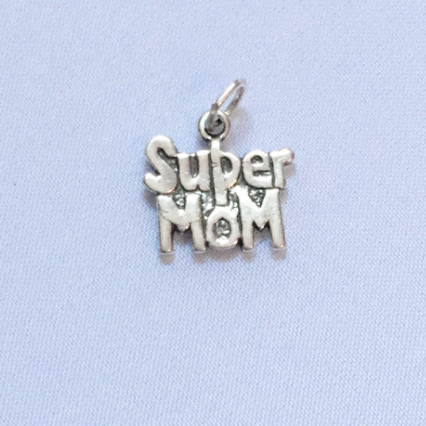 sterling silver super mom charm